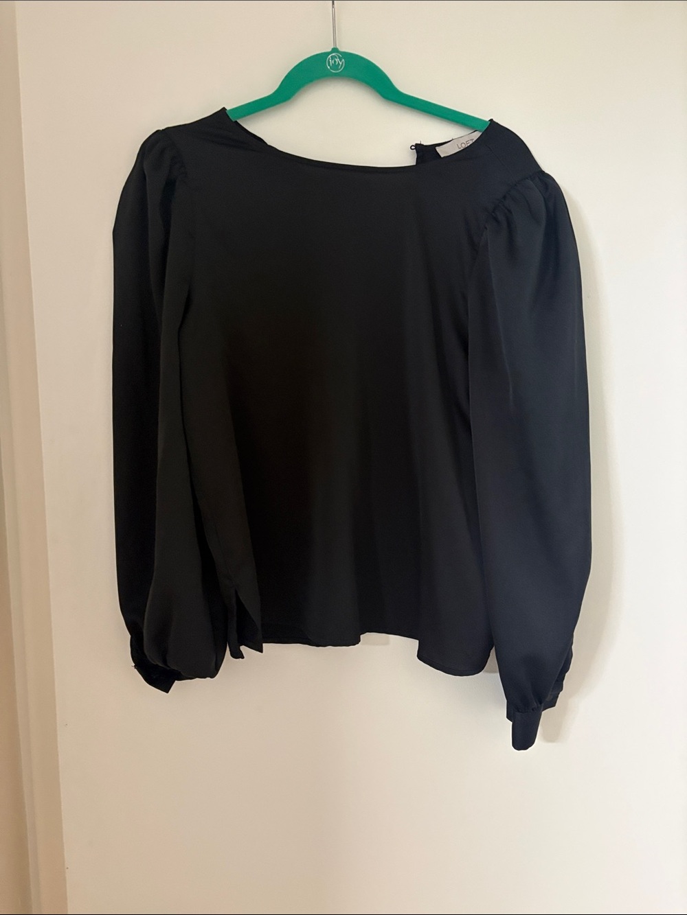 Loft Black Long-Sleeve Puff Shoulder Top